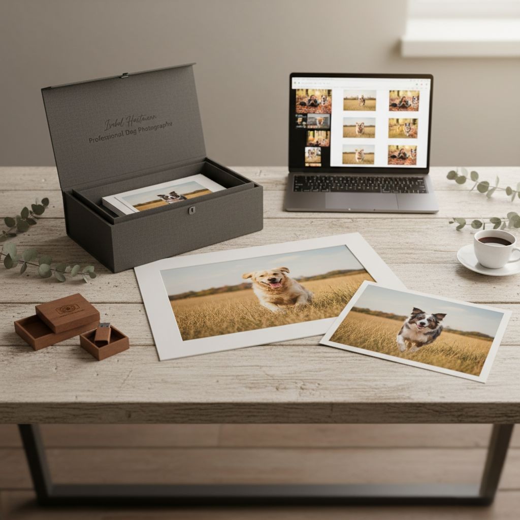 Australian Shepherd rennt dynamisch durch buntes Herbstlaub während eines Hundefotoshootings in der Dresdner Heide.